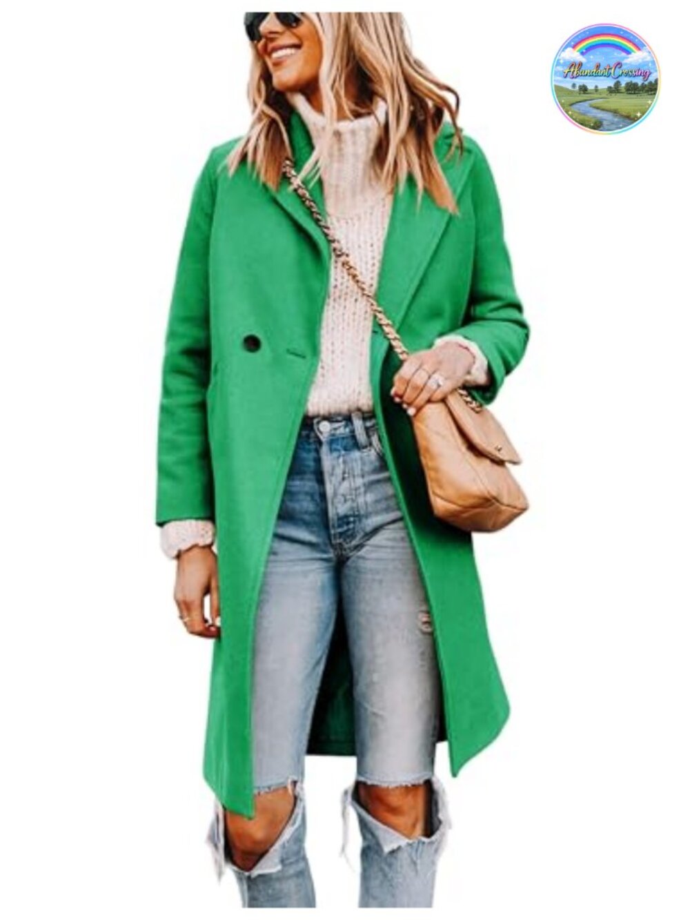 Wool Blend Pea Coat Long Trench Coat Notch Collar Knee Length